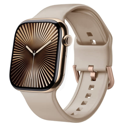 For Apple Watch Series 10 46mm Pin Buckle Silicone Watch Band(Milk Tea) - Watch Bands by buy2fix | Online Shopping UK | buy2fix