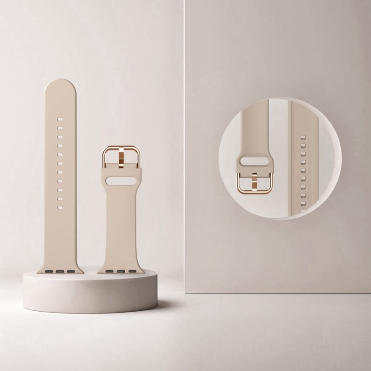 For Apple Watch Series 10 46mm Pin Buckle Silicone Watch Band(Milk Tea) - Watch Bands by buy2fix | Online Shopping UK | buy2fix