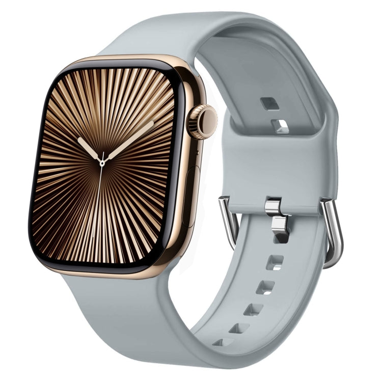 For Apple Watch Series 10 46mm Pin Buckle Silicone Watch Band(Light Grey) - Watch Bands by buy2fix | Online Shopping UK | buy2fix