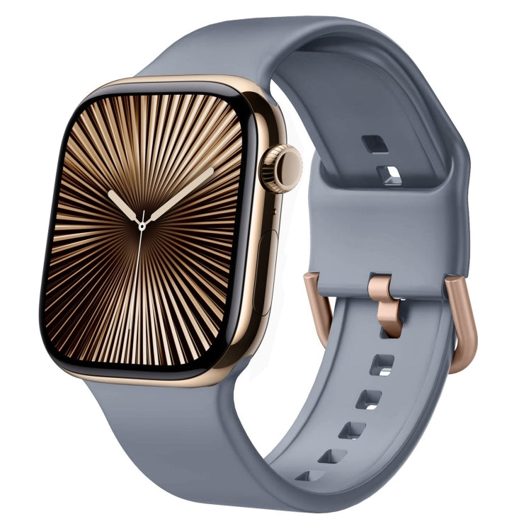 For Apple Watch Series 10 42mm Pin Buckle Silicone Watch Band(Blue Grey) - Watch Bands by buy2fix | Online Shopping UK | buy2fix