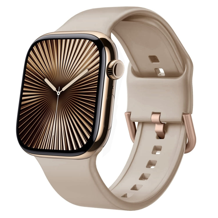 For Apple Watch Series 10 42mm Pin Buckle Silicone Watch Band(Milk Tea) - Watch Bands by buy2fix | Online Shopping UK | buy2fix