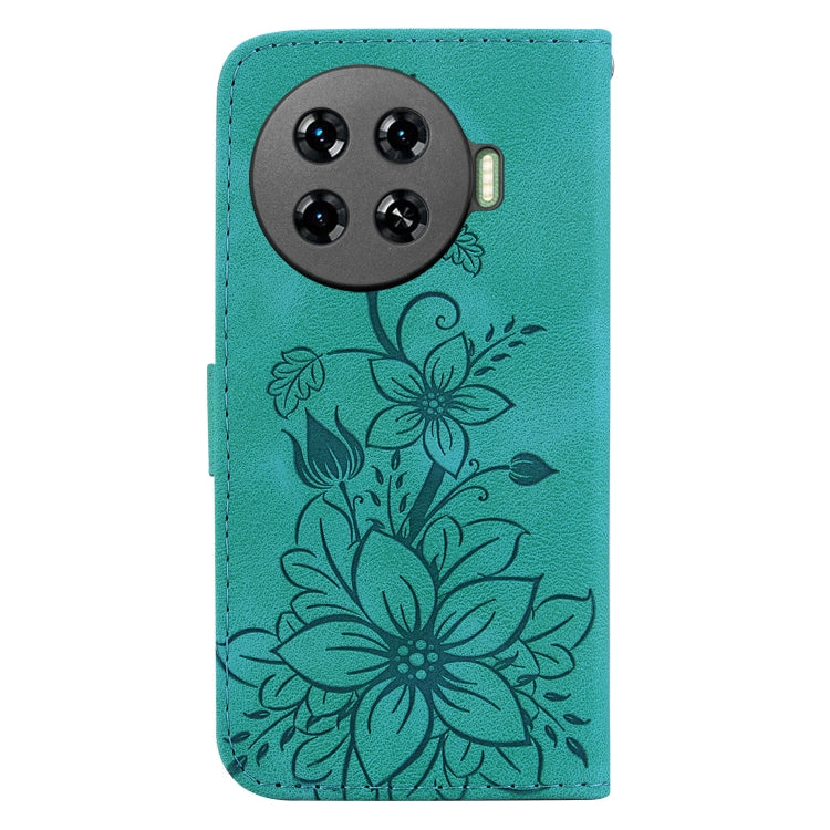 For Tecno Spark 20 Pro+ 4G Lily Embossed Leather Phone Case(Green) by buy2fix