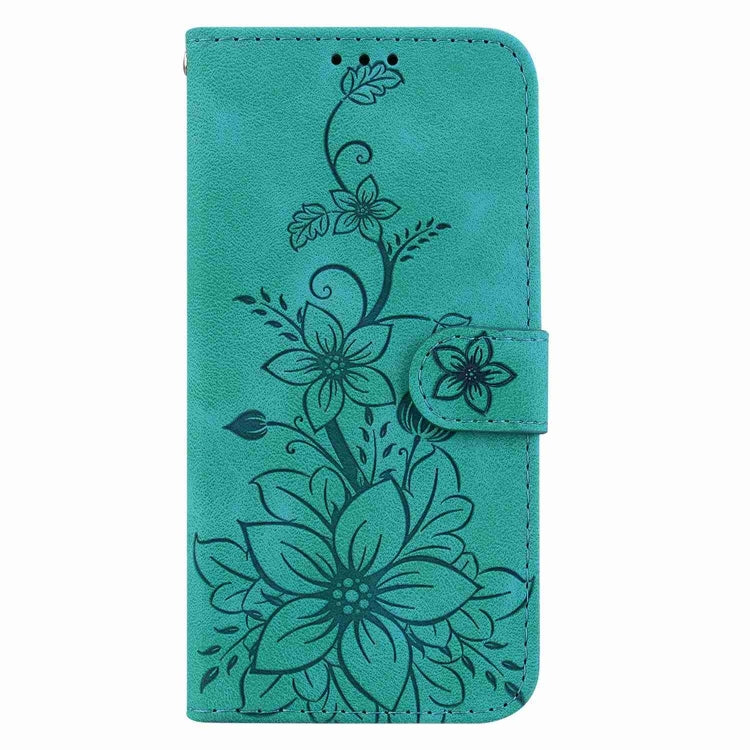 For Tecno Spark 30C Lily Embossed Leather Phone Case(Green) - Tecno Cases by buy2fix | Online Shopping UK | buy2fix