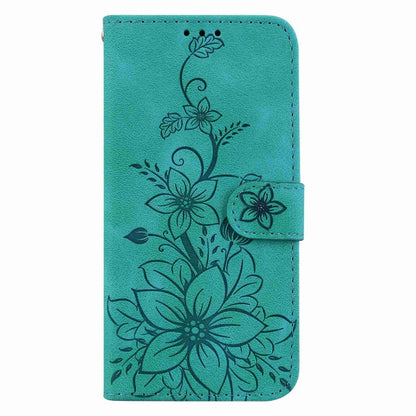 For Tecno Spark 30C Lily Embossed Leather Phone Case(Green) - Tecno Cases by buy2fix | Online Shopping UK | buy2fix