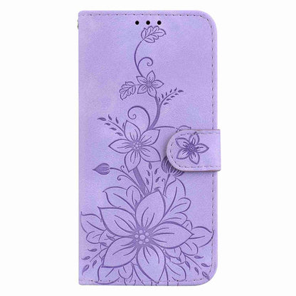 For Motorola Edge 2024 Lily Embossed Leather Phone Case(Purple) by buy2fix