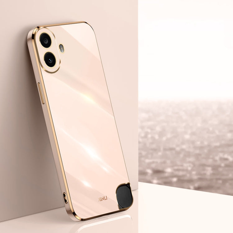 For Nothing CMF Phone 1 XINLI Straight Edge 6D Electroplate TPU Phone Case(Pink) - Nothing Cases by XINLI | Online Shopping UK | buy2fix