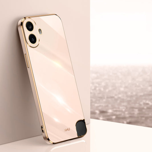 For Nothing CMF Phone 1 XINLI Straight Edge 6D Electroplate TPU Phone Case(Pink) - Nothing Cases by XINLI | Online Shopping UK | buy2fix