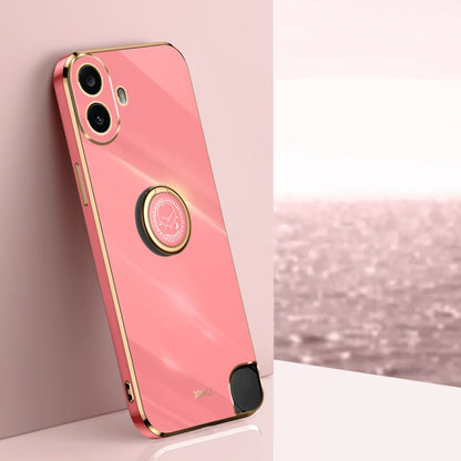 For Nothing CMF Phone 1 XINLI Straight Edge 6D Electroplate TPU Phone Case with Ring Holder(Hawthorn Red) - More Brand by XINLI | Online Shopping UK | buy2fix