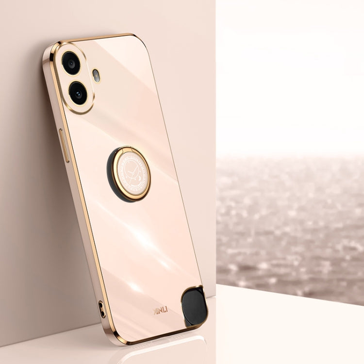 For Nothing CMF Phone 1 XINLI Straight Edge 6D Electroplate TPU Phone Case with Ring Holder(Pink) - More Brand by XINLI | Online Shopping UK | buy2fix