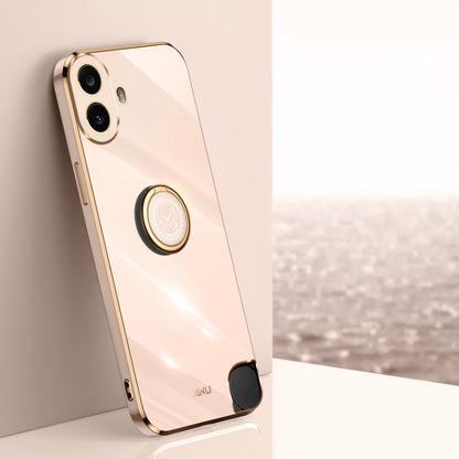For Nothing CMF Phone 1 XINLI Straight Edge 6D Electroplate TPU Phone Case with Ring Holder(Pink) - More Brand by XINLI | Online Shopping UK | buy2fix