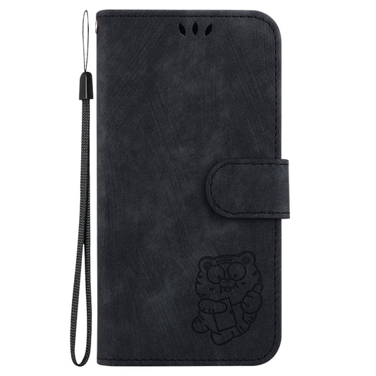 For iPhone 16e Little Tiger Embossed Leather Phone Case(Black) by buy2fix