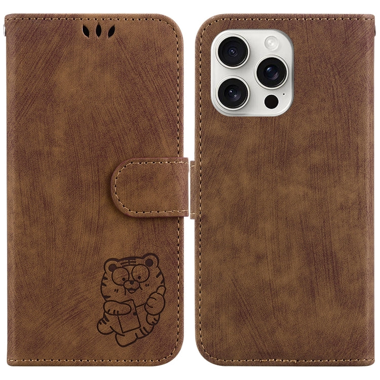 For iPhone 16 Pro Max Little Tiger Embossed Leather Phone Case(Brown) - iPhone 16 Pro Max Cases by buy2fix | Online Shopping UK | buy2fix