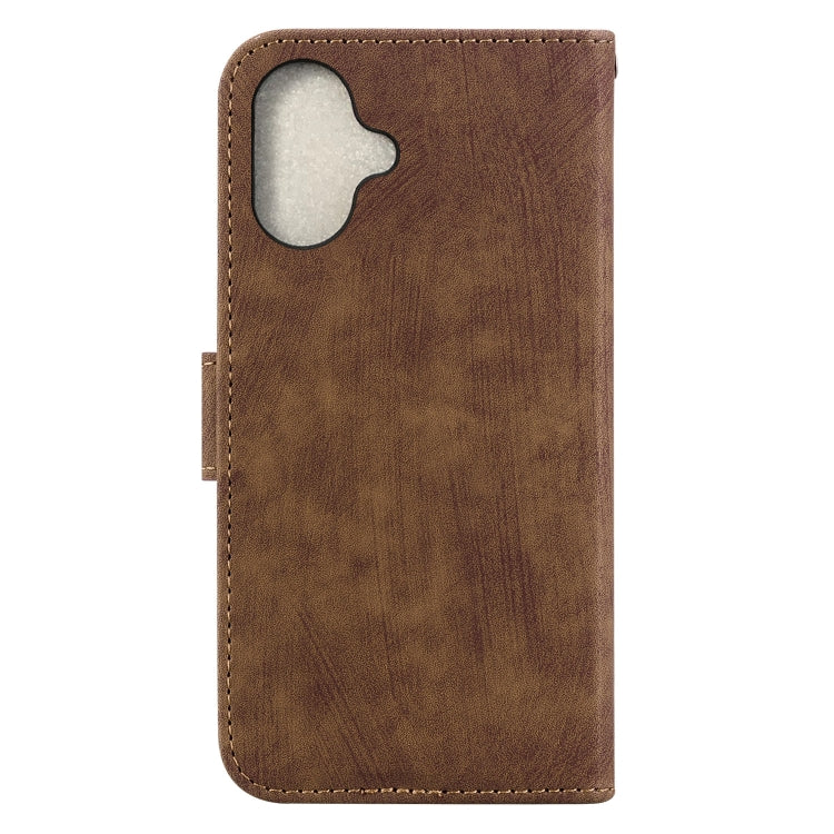 For iPhone 16 Plus Little Tiger Embossed Leather Phone Case(Brown) - iPhone 16 Plus Cases by buy2fix | Online Shopping UK | buy2fix