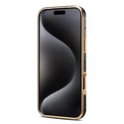 For iPhone 17 Pro Denior Crocodile Texture Genuine Leather Electroplating Phone Case(Black) - iPhone 17 Pro Cases by Denior | Online Shopping UK | buy2fix