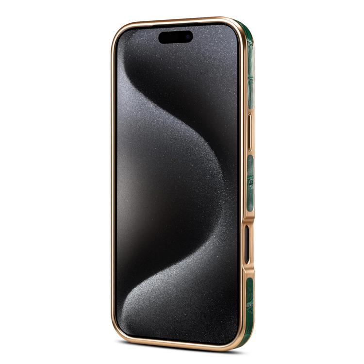 For iPhone 17 Pro Max Denior Crocodile Texture Genuine Leather Electroplating Phone Case(Green) - iPhone 17 Pro Max Cases by Denior | Online Shopping UK | buy2fix