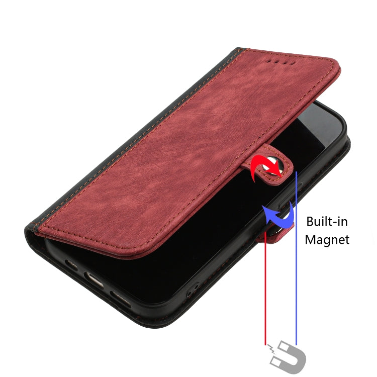 For iPhone 16e Side Buckle Double Fold Hand Strap Leather Phone Case(Red) by buy2fix