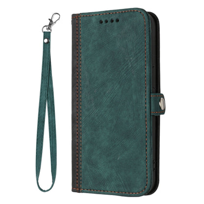 For iPhone 16e Side Buckle Double Fold Hand Strap Leather Phone Case(Dark Green) by buy2fix