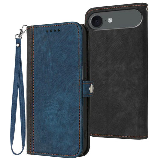 For iPhone 17 Air Side Buckle Double Fold Hand Strap Leather Phone Case(Royal) - iPhone 17 Air Cases by buy2fix | Online Shopping UK | buy2fix