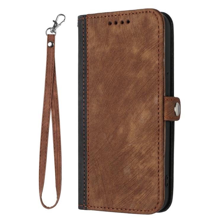 For iPhone 17 Air Side Buckle Double Fold Hand Strap Leather Phone Case(Brown) - iPhone 17 Air Cases by buy2fix | Online Shopping UK | buy2fix