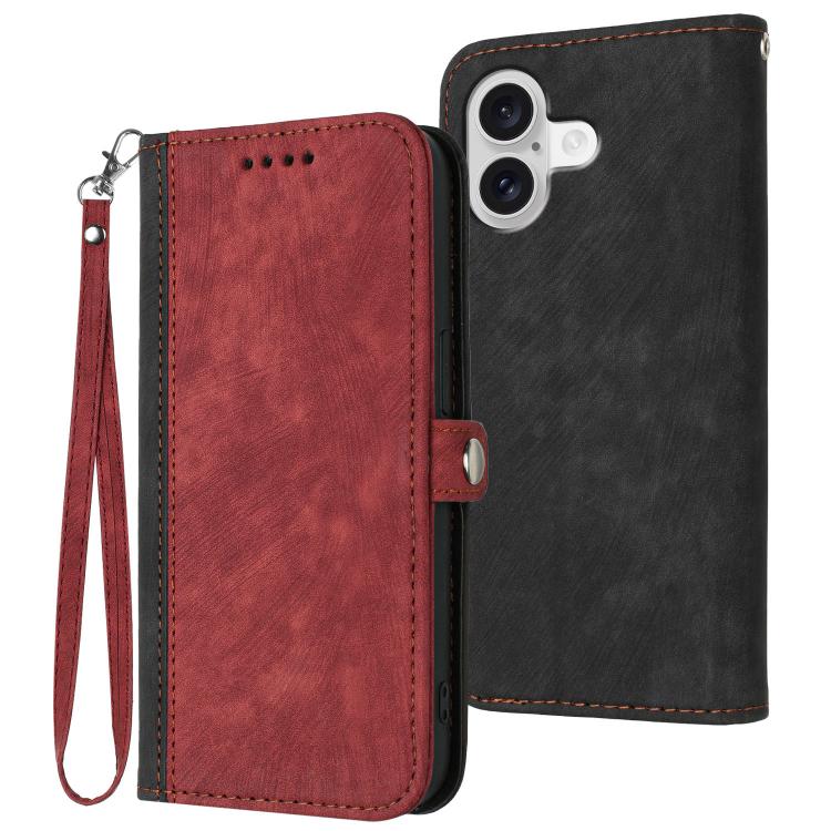 For iPhone 17 Side Buckle Double Fold Hand Strap Leather Phone Case(Red) - iPhone 17 Cases by buy2fix | Online Shopping UK | buy2fix