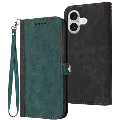 For iPhone 17 Side Buckle Double Fold Hand Strap Leather Phone Case(Dark Green) - iPhone 17 Cases by buy2fix | Online Shopping UK | buy2fix