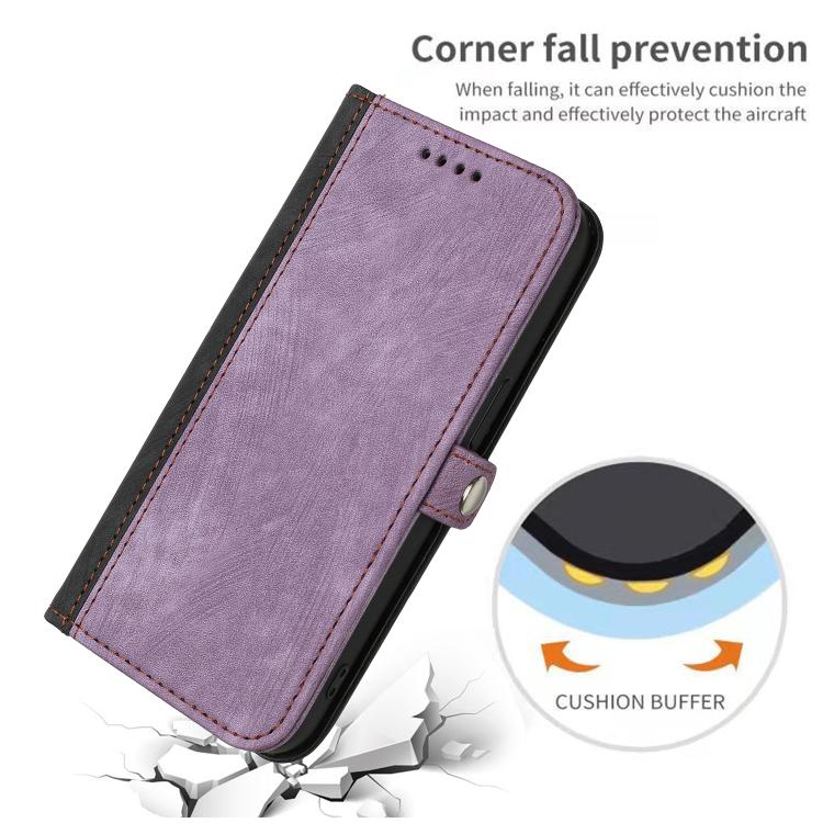 For iPhone 17 Pro Max Side Buckle Double Fold Hand Strap Leather Phone Case(Purple) - iPhone 17 Pro Max Cases by buy2fix | Online Shopping UK | buy2fix