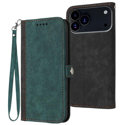 For iPhone 17 Pro Side Buckle Double Fold Hand Strap Leather Phone Case(Dark Green) - iPhone 17 Pro Cases by buy2fix | Online Shopping UK | buy2fix