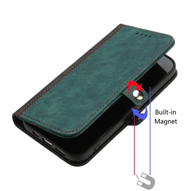 For Motorola Edge 5G 2024 Side Buckle Double Fold Hand Strap Leather Phone Case(Dark Green) - Motorola Cases by buy2fix | Online Shopping UK | buy2fix