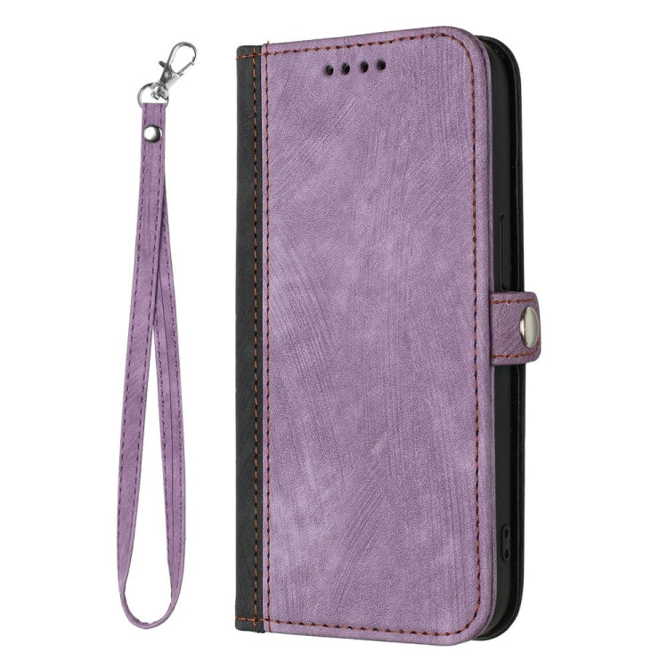 For Motorola Moto G Stylus 5G 2024 Side Buckle Double Fold Hand Strap Leather Phone Case(Purple) - Motorola Cases by buy2fix | Online Shopping UK | buy2fix