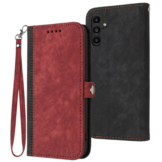 For Samsung Galaxy A25 Side Buckle Double Fold Hand Strap Leather Phone Case(Red)