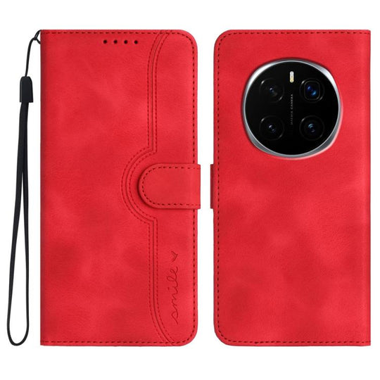 For Honor Magic7 Pro Heart Pattern Skin Feel Leather Phone Case(Red)