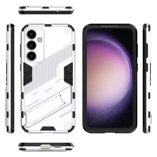 For Samsung Galaxy S23 FE 5G Punk Armor 2 in 1 PC + TPU Shockproof Phone Case with Invisible Holder(White) by buy2fix
