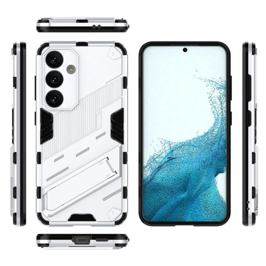 For Samsung Galaxy S24 5G Punk Armor 2 in 1 PC + TPU Shockproof Phone Case with Invisible Holder(White) by buy2fix