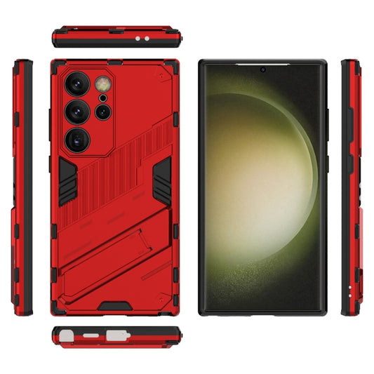 For Samsung Galaxy S24 Ultra 5G Punk Armor 2 in 1 PC + TPU Shockproof Phone Case with Invisible Holder(Red) by buy2fix