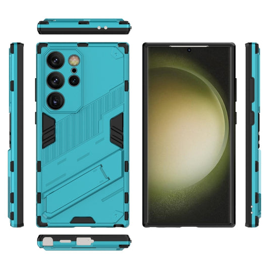For Samsung Galaxy S24 Ultra 5G Punk Armor 2 in 1 PC + TPU Shockproof Phone Case with Invisible Holder(Blue) by buy2fix