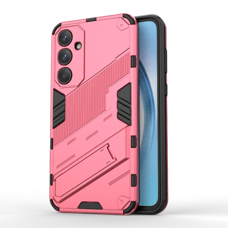 For Samsung Galaxy A55 5G Punk Armor 2 in 1 PC + TPU Shockproof Phone Case with Invisible Holder(Light Red) - Galaxy Phone Cases by buy2fix | Online Shopping UK | buy2fix