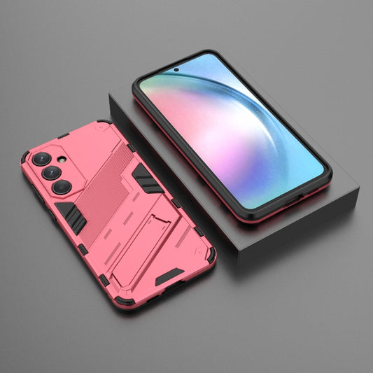 For Samsung Galaxy A55 5G Punk Armor 2 in 1 PC + TPU Shockproof Phone Case with Invisible Holder(Light Red) by buy2fix