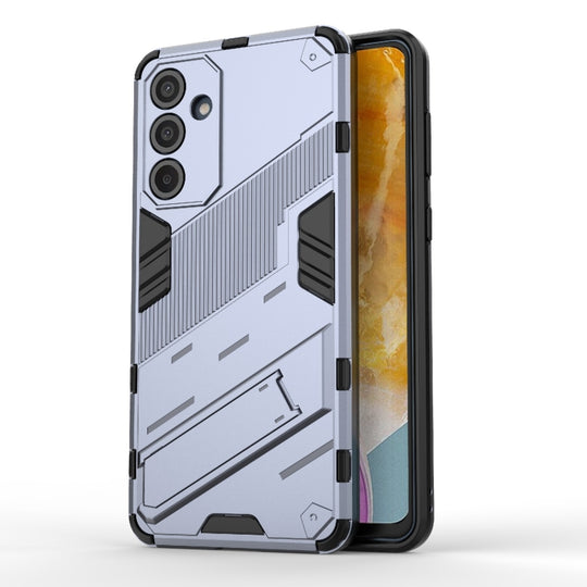 For Samsung Galaxy M55 5G Punk Armor 2 in 1 PC + TPU Shockproof Phone Case with Invisible Holder(Grey)