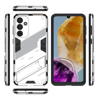 For Samsung Galaxy M55 5G Punk Armor 2 in 1 PC + TPU Shockproof Phone Case with Invisible Holder(White) - Galaxy Phone Cases by buy2fix | Online Shopping UK | buy2fix