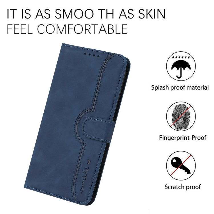 For iPhone 16e Heart Pattern Skin Feel Leather Phone Case(Royal Blue) by buy2fix