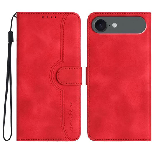 For iPhone 17 Air Heart Pattern Skin Feel Leather Phone Case(Red) - iPhone 17 Air Cases by buy2fix | Online Shopping UK | buy2fix