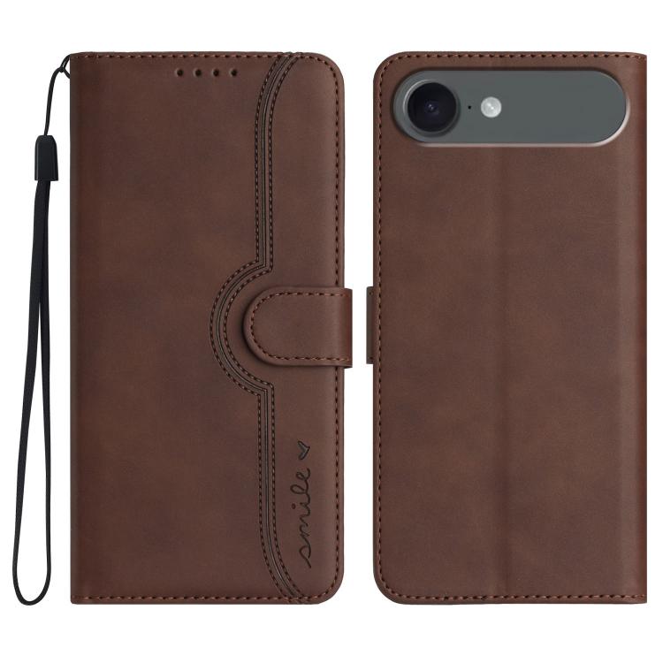 For iPhone 17 Air Heart Pattern Skin Feel Leather Phone Case(Brown) - iPhone 17 Air Cases by buy2fix | Online Shopping UK | buy2fix