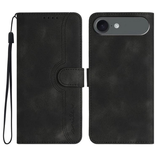 For iPhone Air Heart Pattern Skin Feel Leather Phone Case(Black)