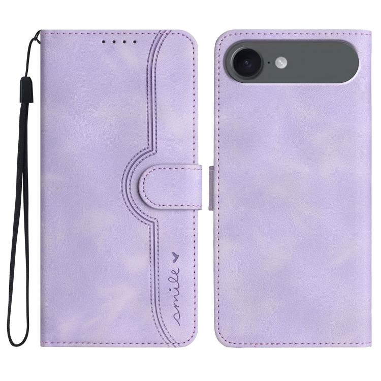 For iPhone 17 Air Heart Pattern Skin Feel Leather Phone Case(Purple) - iPhone 17 Air Cases by buy2fix | Online Shopping UK | buy2fix