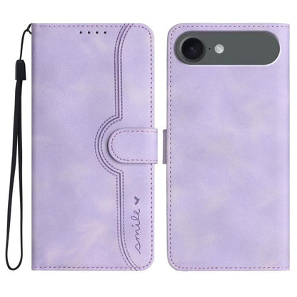 For iPhone 17 Air Heart Pattern Skin Feel Leather Phone Case(Purple) - iPhone 17 Air Cases by buy2fix | Online Shopping UK | buy2fix