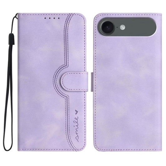 For iPhone 17 Air Heart Pattern Skin Feel Leather Phone Case(Purple) - iPhone 17 Air Cases by buy2fix | Online Shopping UK | buy2fix