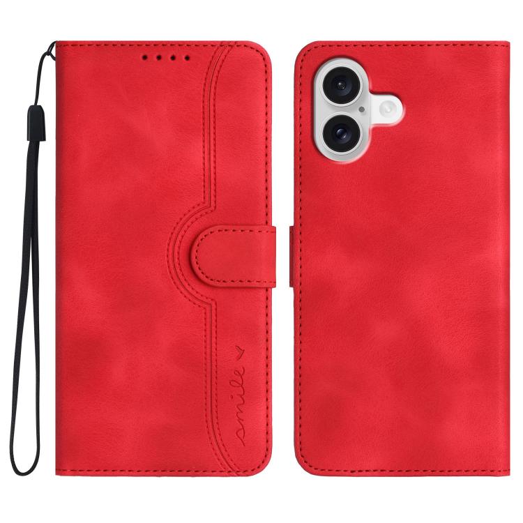 For iPhone 17 Heart Pattern Skin Feel Leather Phone Case(Red) - iPhone 17 Cases by buy2fix | Online Shopping UK | buy2fix