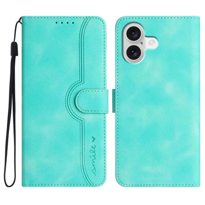 For iPhone 17 Heart Pattern Skin Feel Leather Phone Case(Light Blue) - iPhone 17 Cases by buy2fix | Online Shopping UK | buy2fix