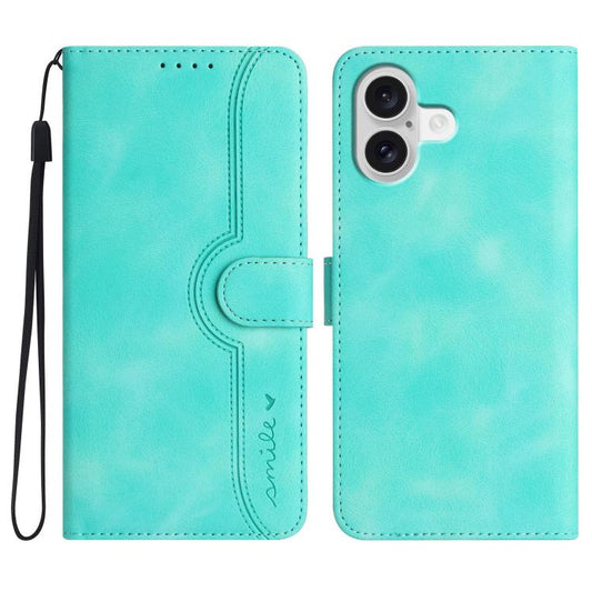 For iPhone 17 Heart Pattern Skin Feel Leather Phone Case(Light Blue) - iPhone 17 Cases by buy2fix | Online Shopping UK | buy2fix