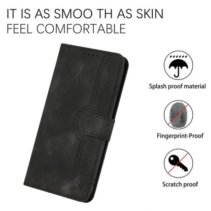 For iPhone 17 Heart Pattern Skin Feel Leather Phone Case(Black) - iPhone 17 Cases by buy2fix | Online Shopping UK | buy2fix